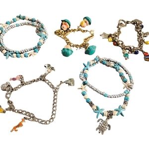 Lot 5 Pieces Bracelets With Charms Assorted